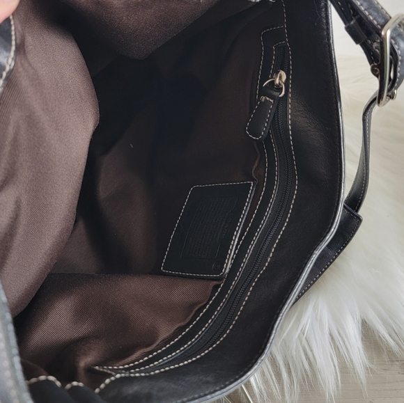 Coach Leatherware Black Leather Handbag #7778 Vintage 94 - Picture 3 of 16